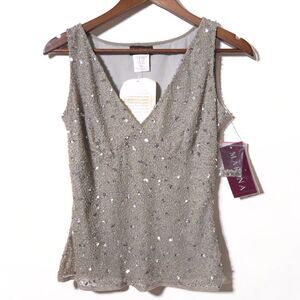 Vintage Marina by Marina Bresler Beaded Sequin Tank Top S Womens Babydoll NWT